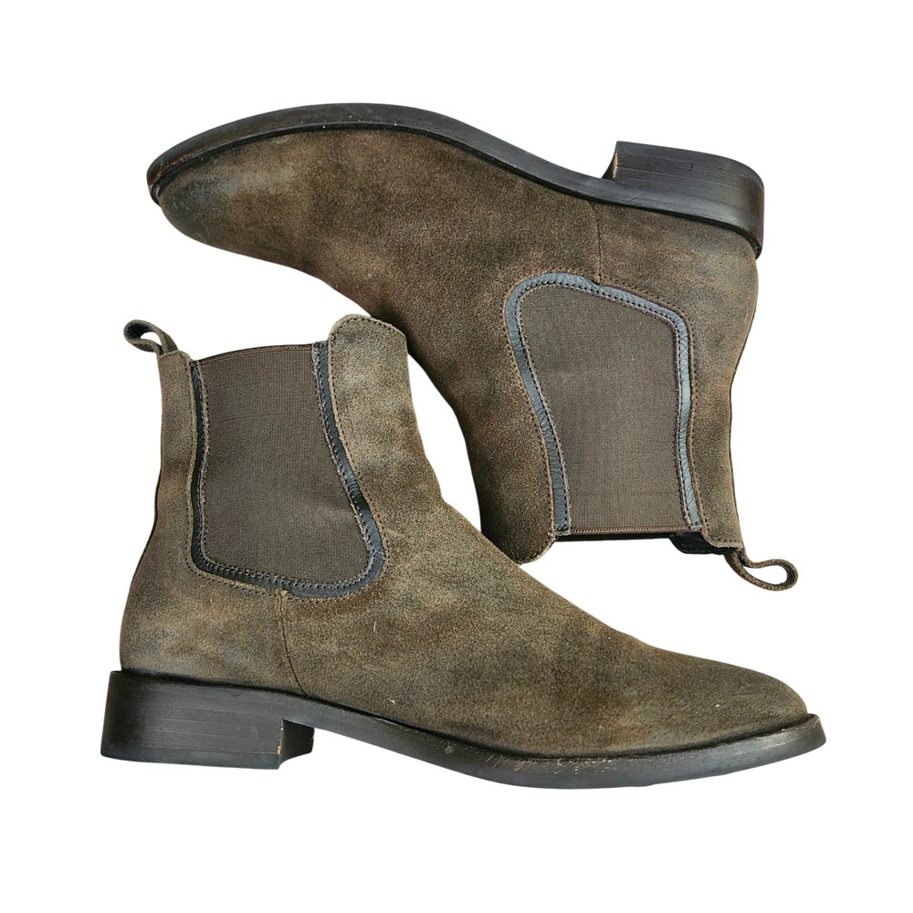 Thursday Boot Co Duchess Chelsea Boots Dark Olive Suede Womens 9.5 Handmade